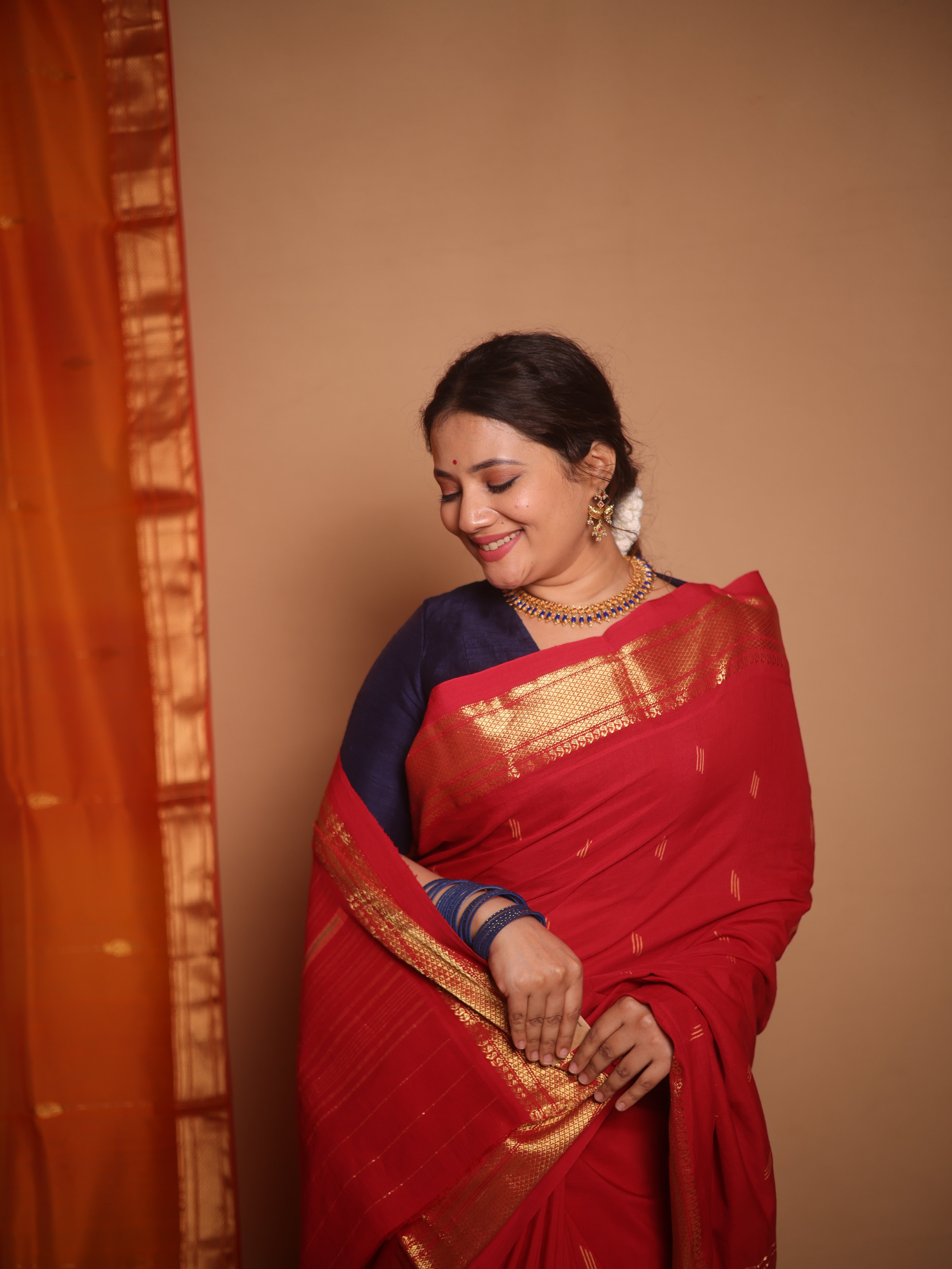 Red Cotton Paithani Saree - SRBRCPS697