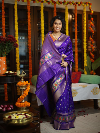 Purple Banarasi Silk Saree-SRPBSS518