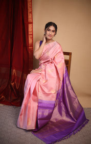 Pastel Pink Kanjivaram Silk Saree - SRPPKSS1049