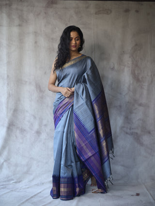 Grey Raw Silk Saree - SRGRSS647