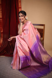Pastel Pink Kanjivaram Silk Saree - SRPPKSS1049