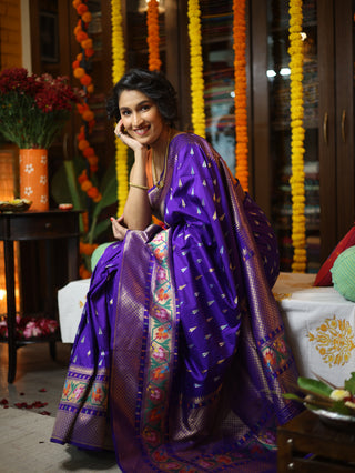 Purple Banarasi Silk Saree-SRPBSS518