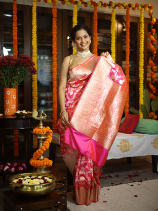 Pink Banarasi Silk Saree-SRPBSS441