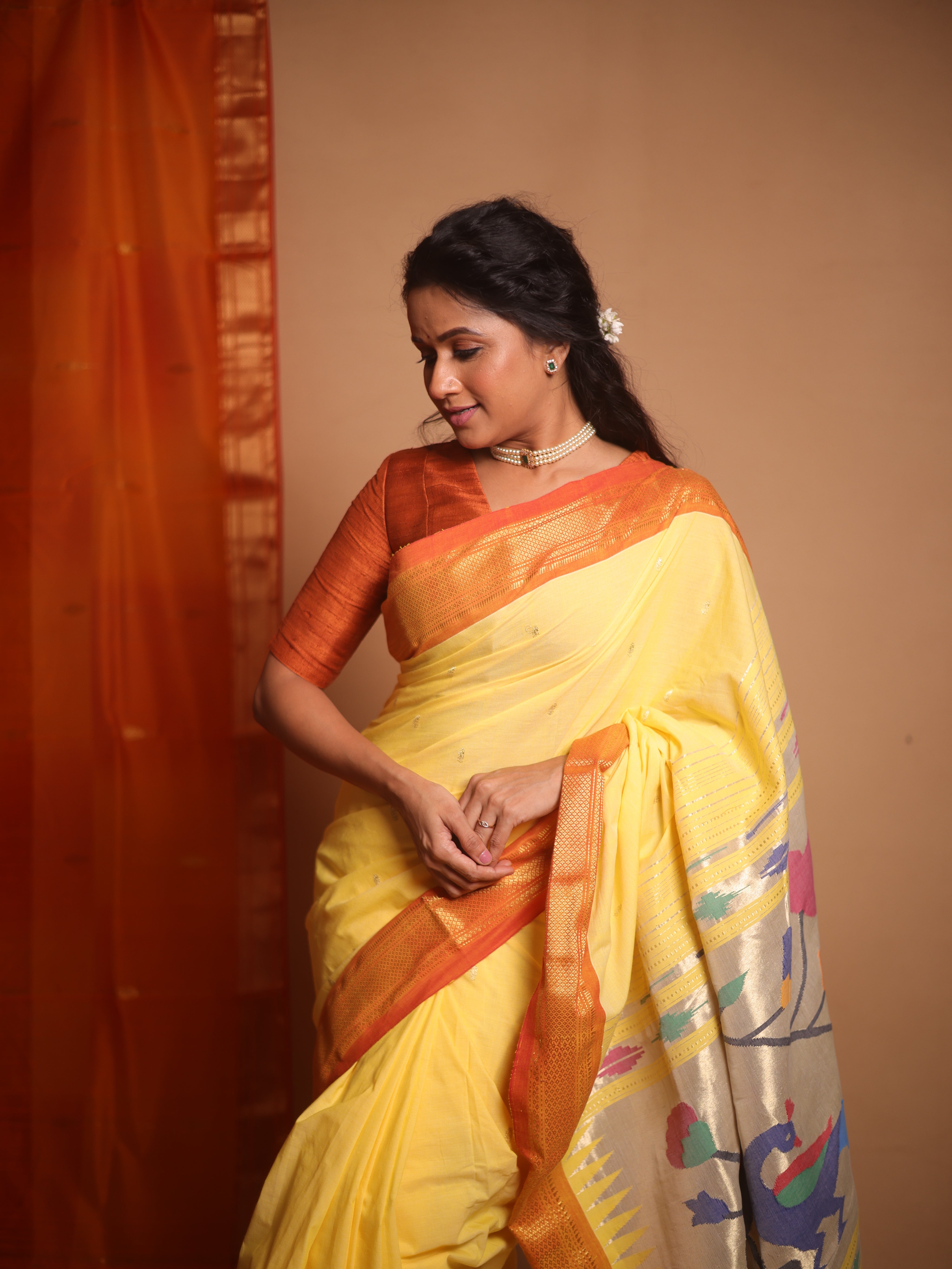 Yellow Paithani Saree - SRYCPS706