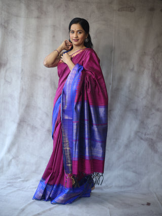 Magenta Raw Silk Saree - SRMRSS632