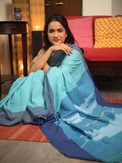 Sky Blue Plain Cotton Ilkal Saree - SRSBPCIS787