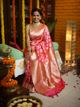 Pink Banarasi Silk Saree-SRPBSS441