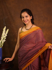 Maroon Big Checks Cotton Patteda Anchu Saree - SRMPAS326