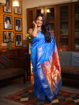 Blue Silk Paithani Saree-SRBSPS568