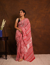Red HBP Cotton Saree - SRRCS3357