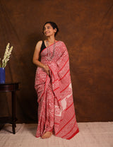 Red HBP Cotton Saree - SRRCS3357
