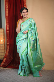 Two Tone Green Gadwal Silk Saree - SRTTGGSS611