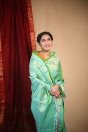 Two Tone Green Gadwal Silk Saree - SRTTGGSS611