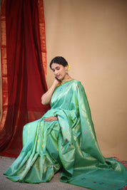 Two Tone Green Gadwal Silk Saree - SRTTGGSS611