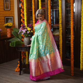 Green Banarasi Silk Saree-SRGBSS512