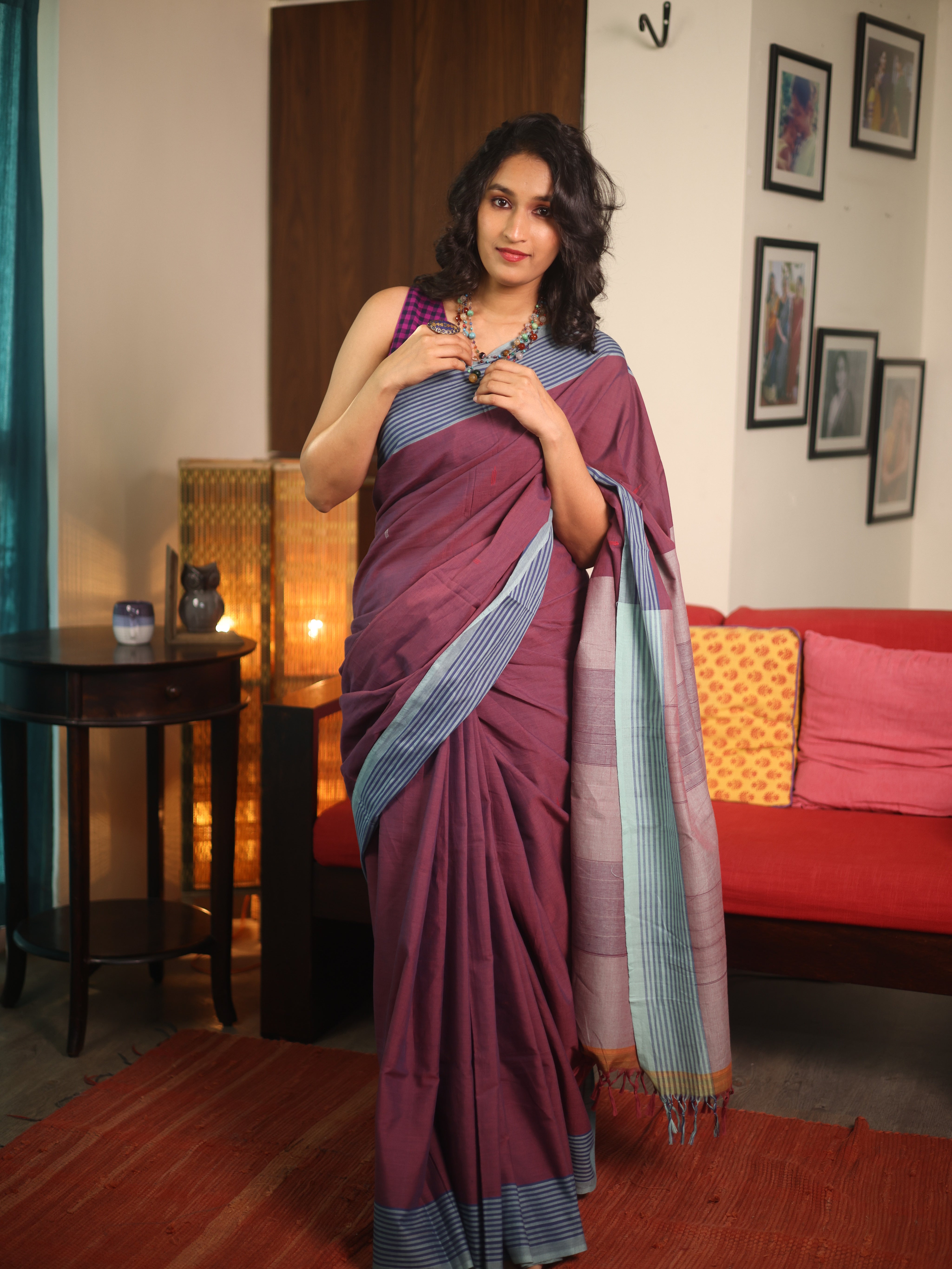 Onion Pink Plain Cotton Ilkal Saree - SROPPCIS777