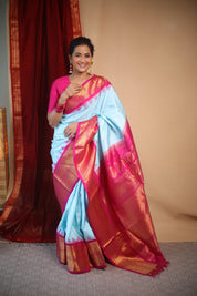 Sky Blue Gadwal Silk Saree - SRSBGSS603
