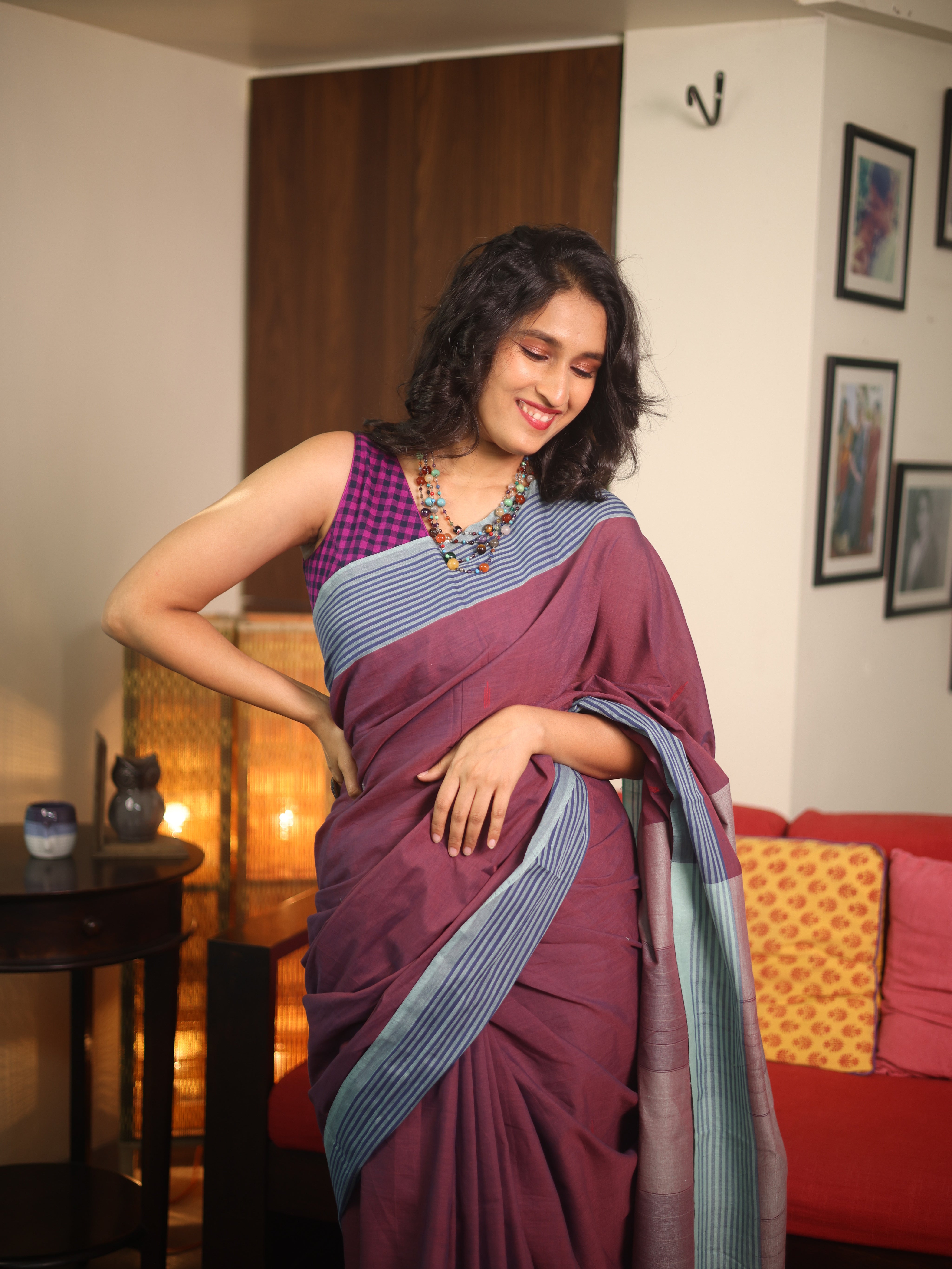 Onion Pink Plain Cotton Ilkal Saree - SROPPCIS777