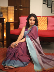 Onion Pink Plain Cotton Ilkal Saree - SROPPCIS777