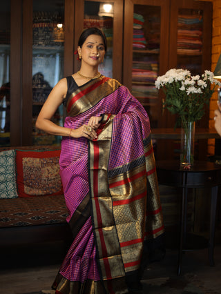 Pink-Purple Kanjeevaram Silk Saree-SRPPKSS225