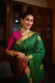 Green Raw Silk Saree - SRGRSS794