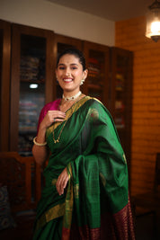 Green Raw Silk Saree - SRGRSS794