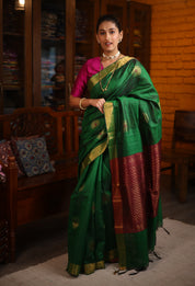 Green Raw Silk Saree - SRGRSS794
