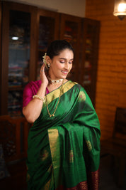 Green Raw Silk Saree - SRGRSS794