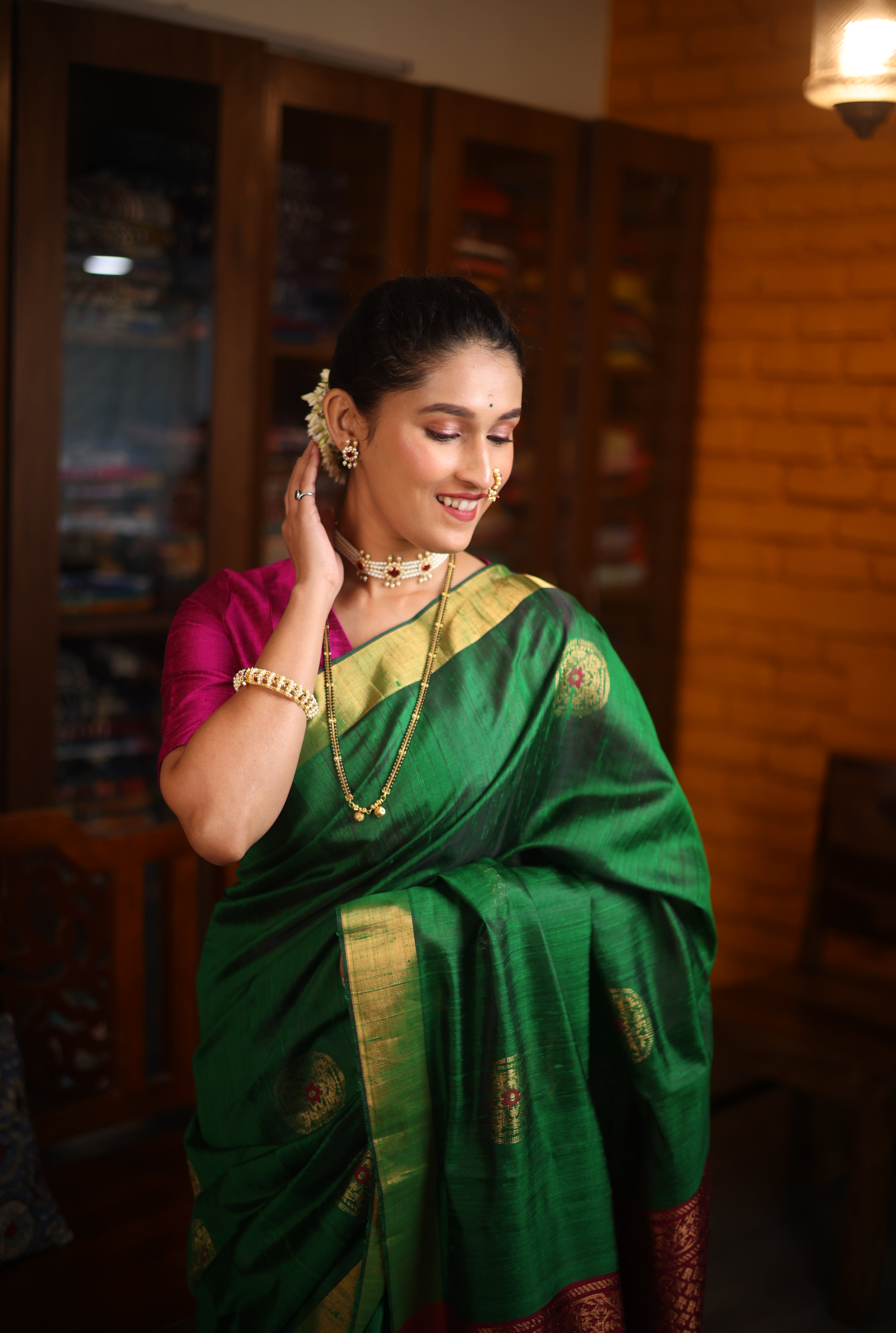 Green Raw Silk Saree - SRGRSS794
