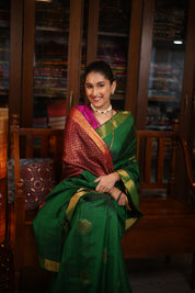 Green Raw Silk Saree - SRGRSS794