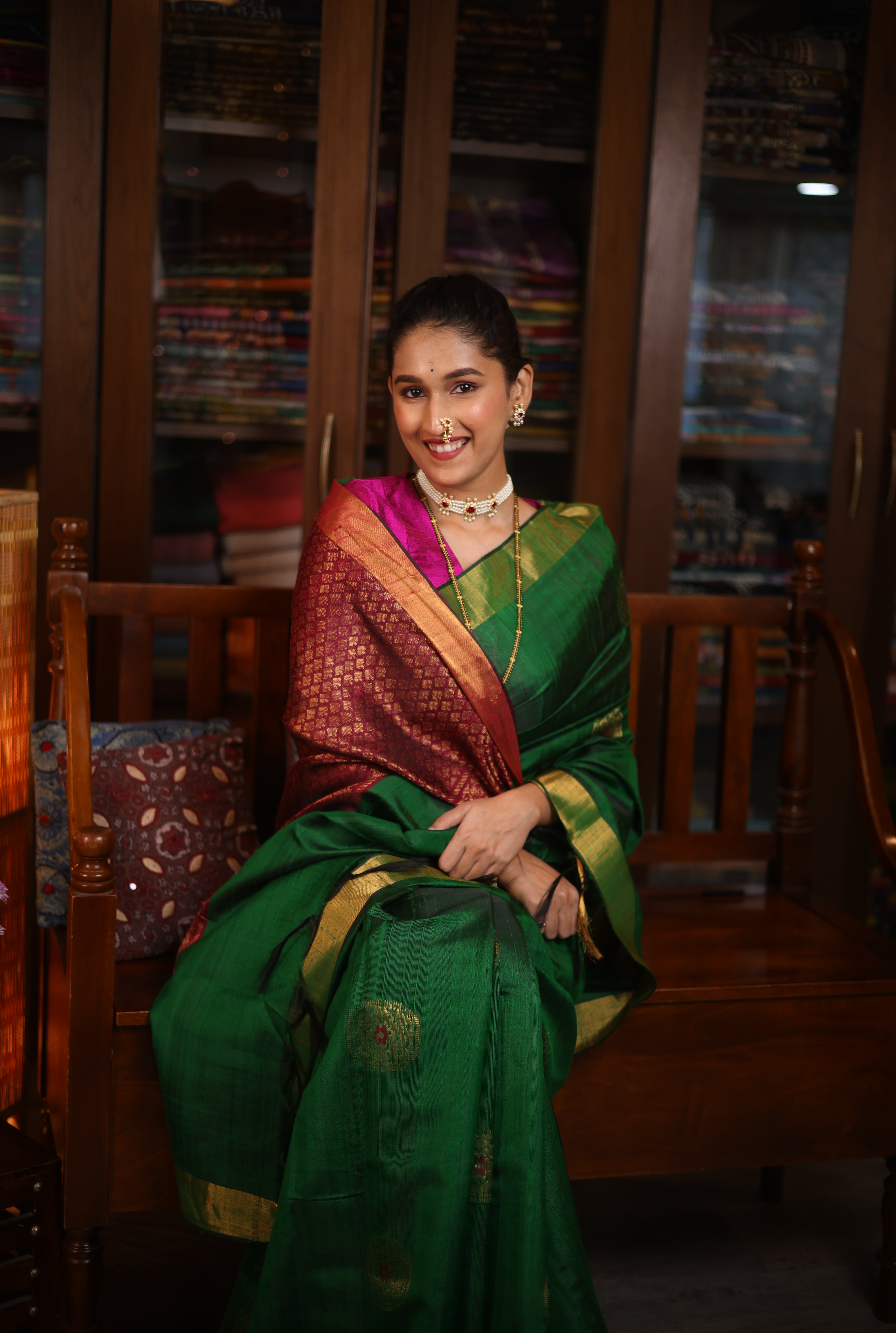 Green Raw Silk Saree - SRGRSS794