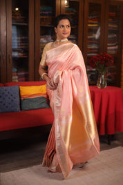 Peach Tissue Cotton Paithani Saree - Saavari -  SSPTCPSS05