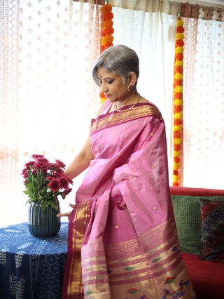 Mauve Pink Silk Paithani Saree - SRLSPS19
