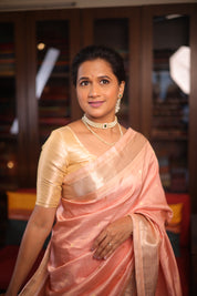 Peach Tissue Cotton Paithani Saree - Saavari -  SSPTCPSS05
