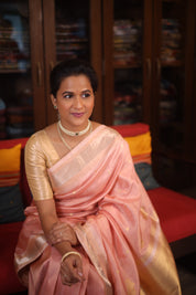 Peach Tissue Cotton Paithani Saree - Saavari -  SSPTCPSS05