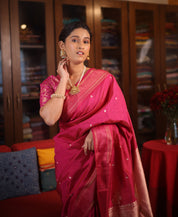 Dark Fuchsia Tissue Cotton Paithani Saree - Saavari -  SSDFTCPSS06