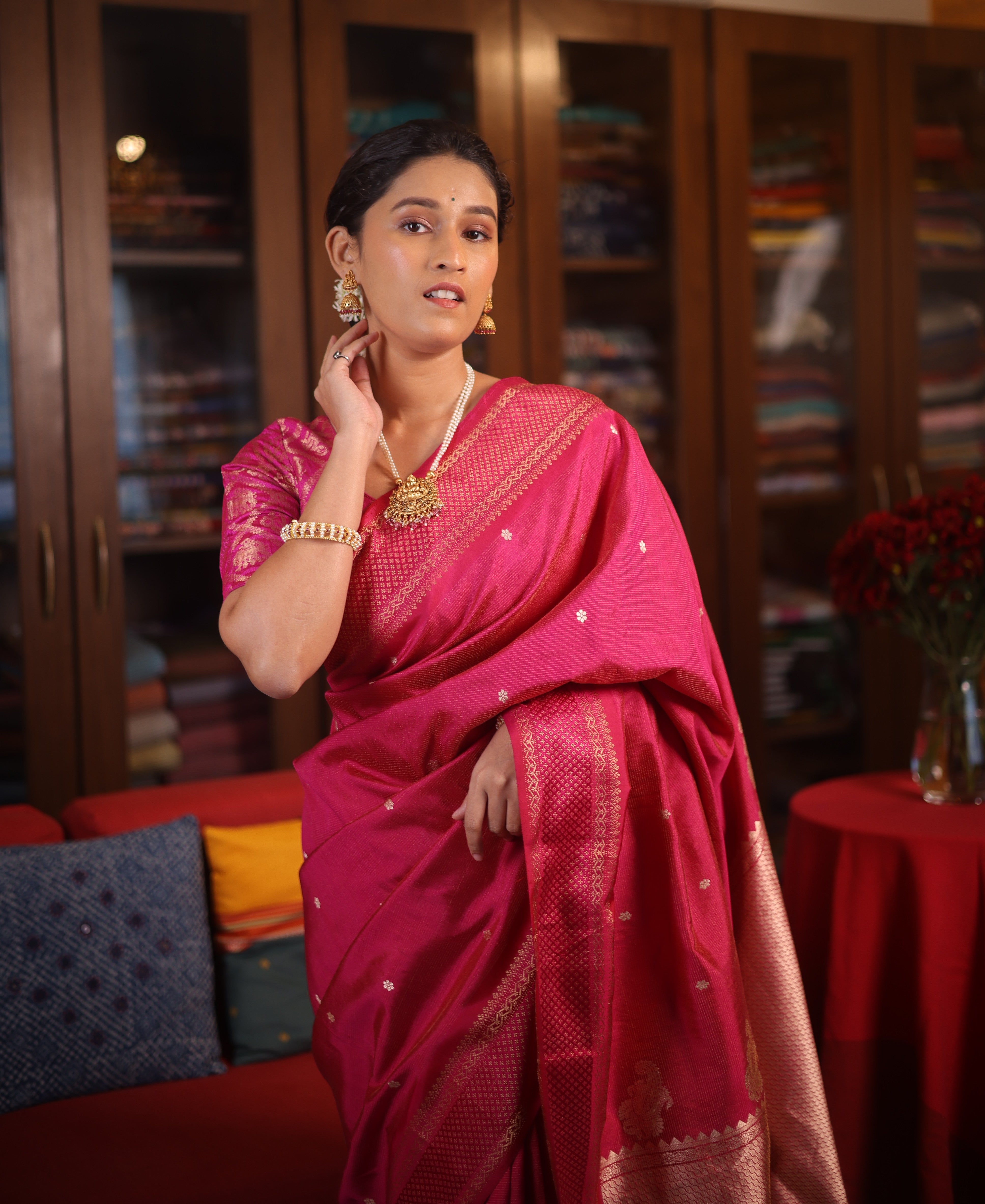 Dark Fuchsia Tissue Cotton Paithani Saree - Saavari -  SSDFTCPSS06