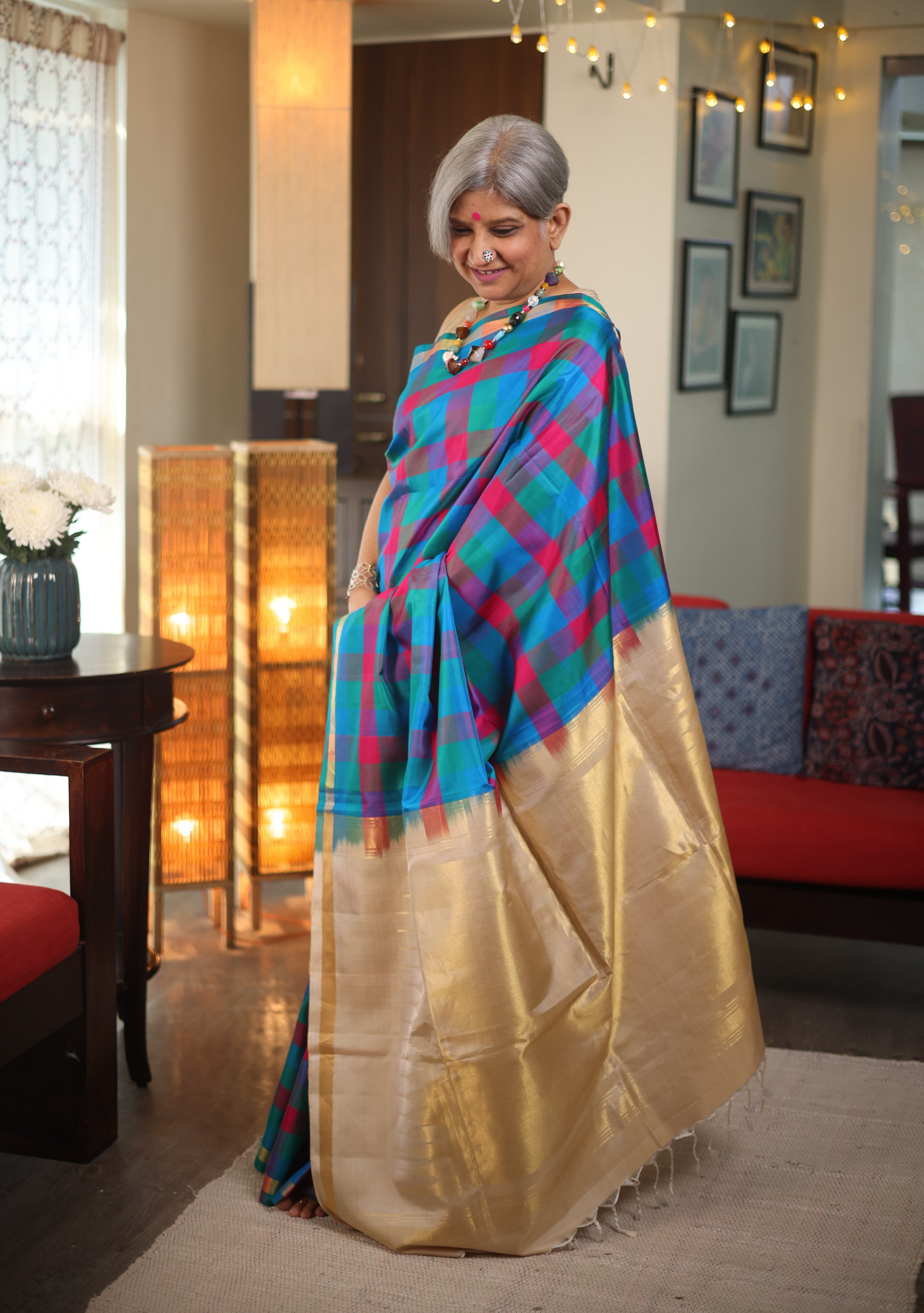Multicolor Soft Silk Saree - SRMSSS300