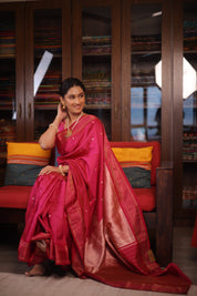 Dark Fuchsia Tissue Cotton Paithani Saree - Saavari -  SSDFTCPSS06