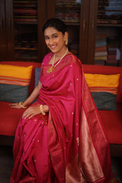 Dark Fuchsia Tissue Cotton Paithani Saree - Saavari -  SSDFTCPSS06