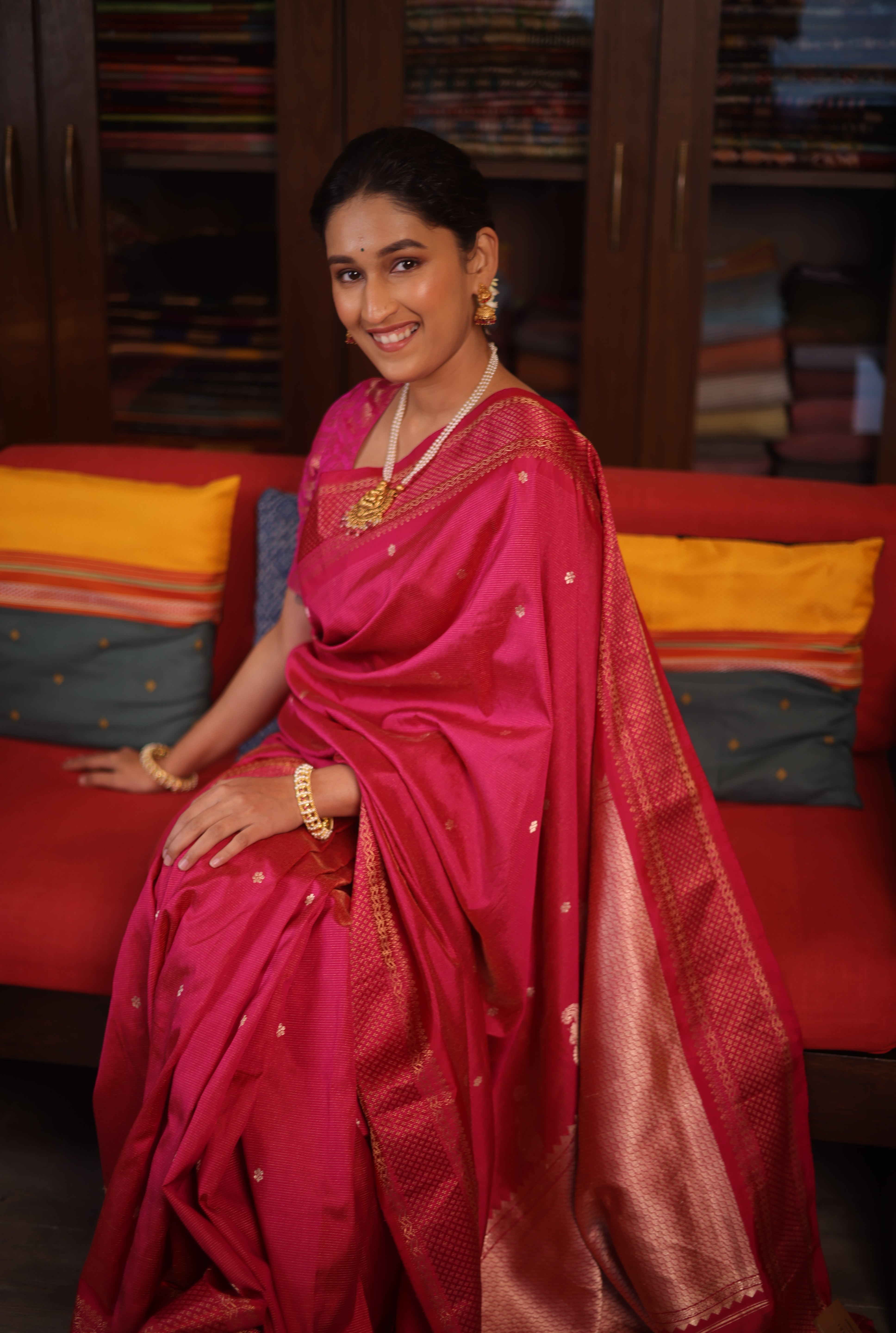 Dark Fuchsia Tissue Cotton Paithani Saree - Saavari -  SSDFTCPSS06