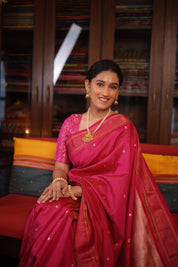 Dark Fuchsia Tissue Cotton Paithani Saree - Saavari -  SSDFTCPSS06
