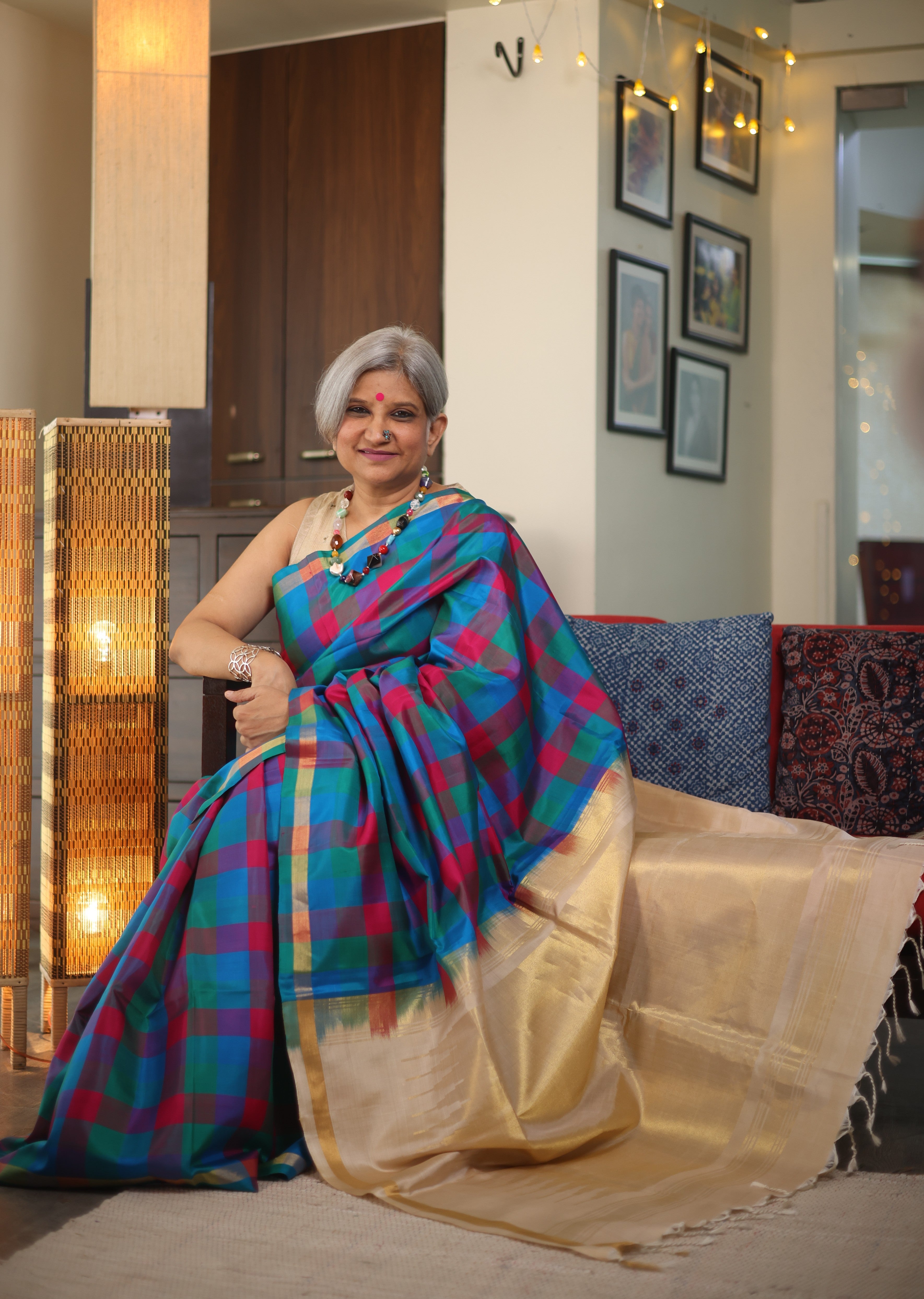 Multicolor Soft Silk Saree - SRMSSS300