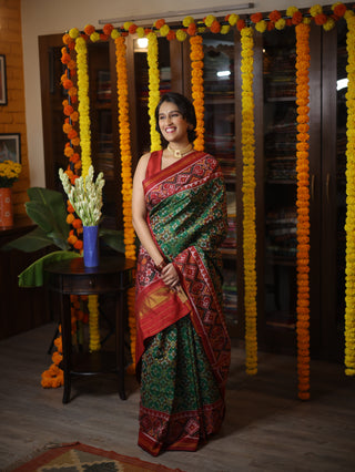 Green Rajkot Patola Silk Saree-SRGRPSS103