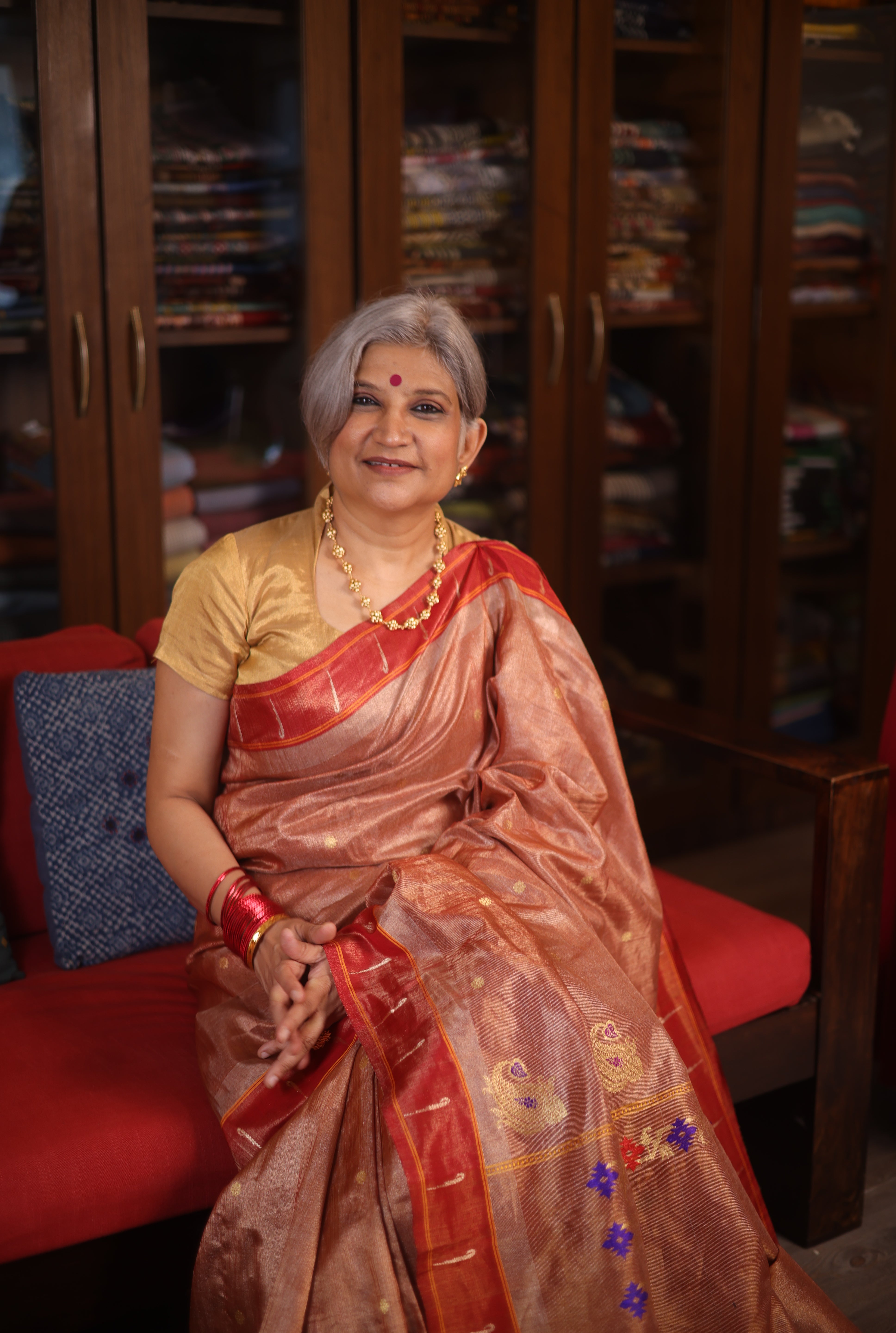 Maroon Tissue Cotton Paithani Saree - Saavari -  SSMTCPSS04