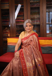 Maroon Tissue Cotton Paithani Saree - Saavari -  SSMTCPSS04