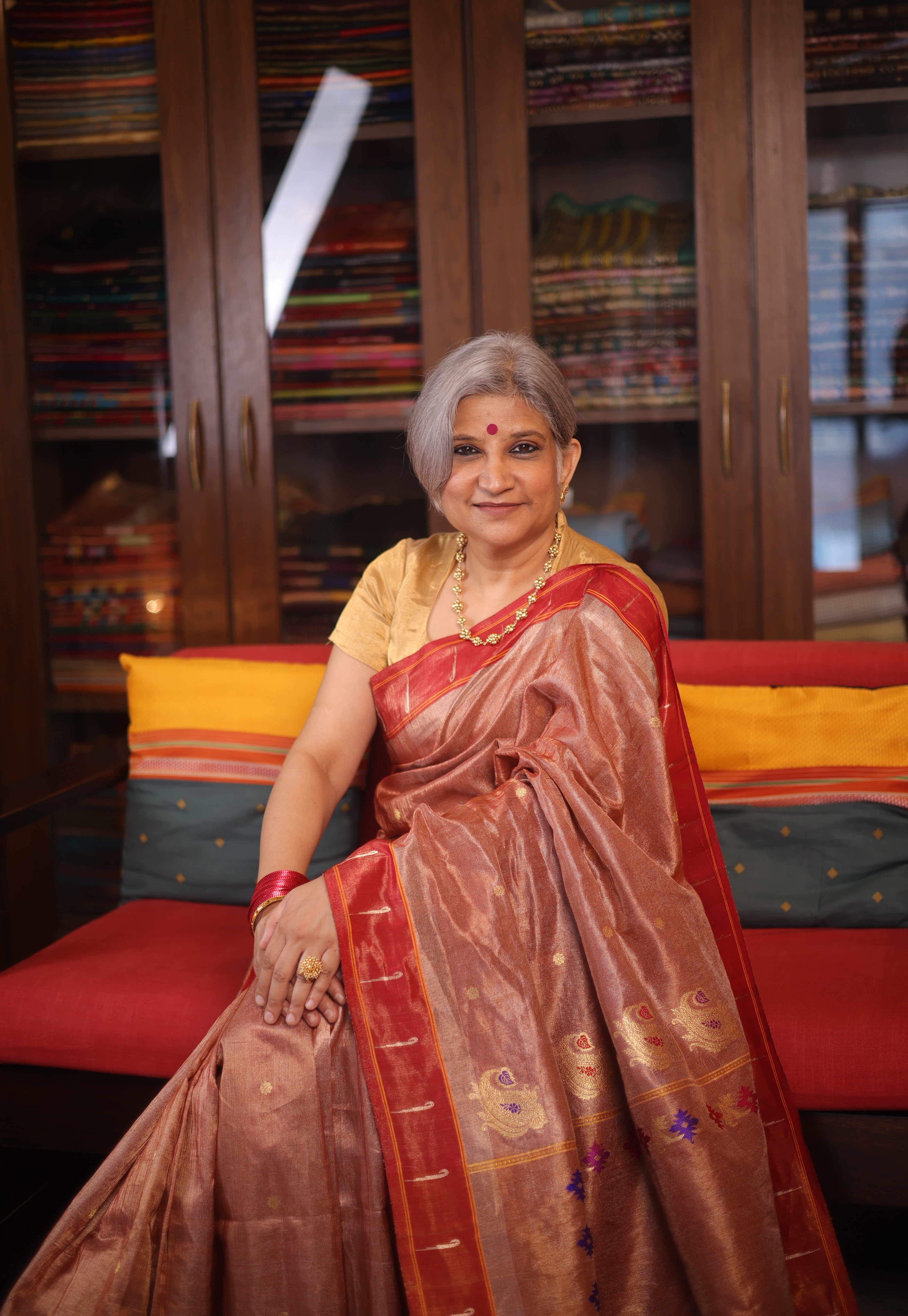 Maroon Tissue Cotton Paithani Saree - Saavari -  SSMTCPSS04