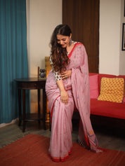 Lavender Pink Bengal Mul Cotton Saree - SRLPBMCS021