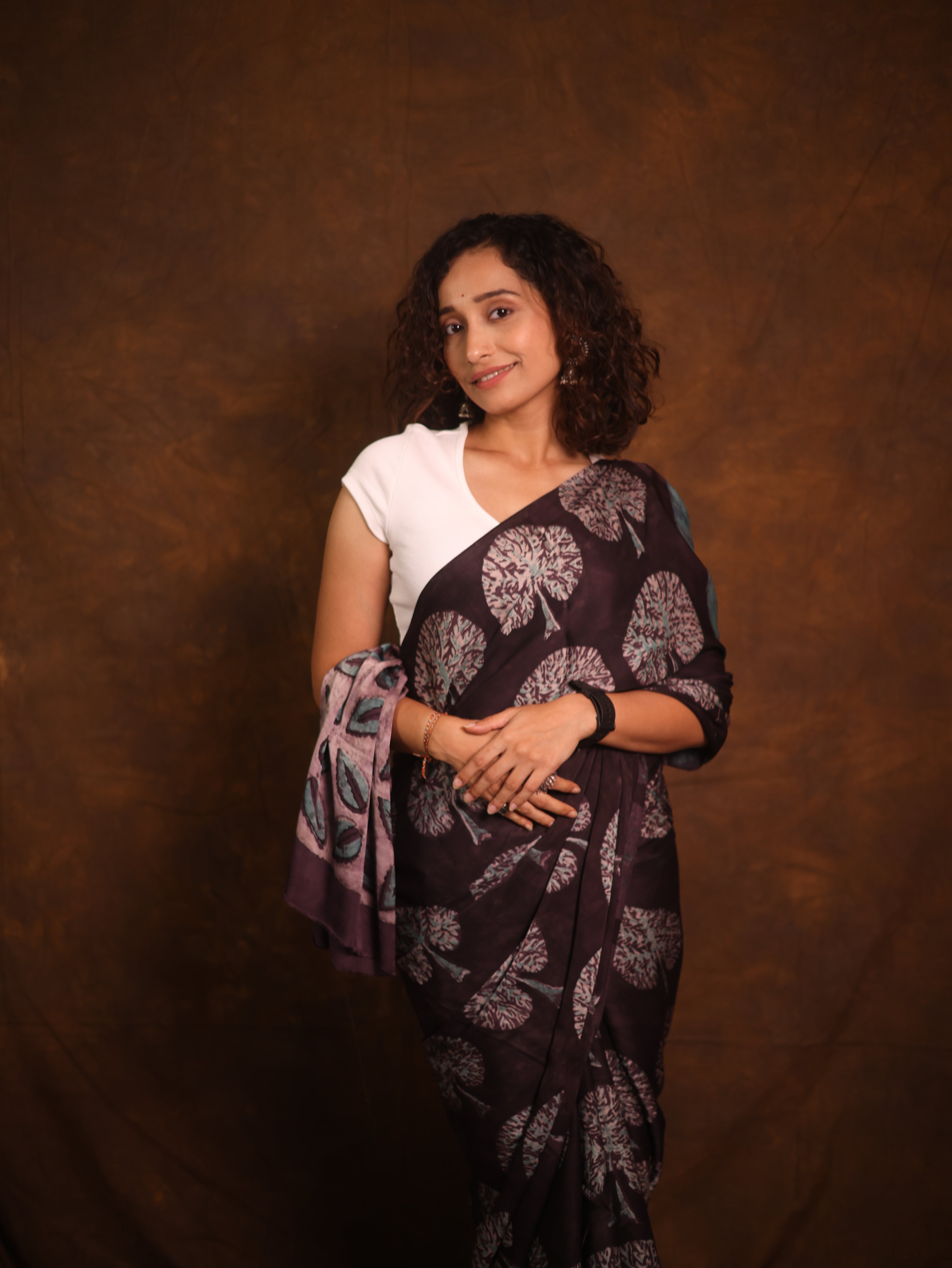 Black Brown HBP Modal Silk Saree - SRBBMSS547