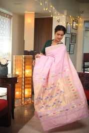 Baby Pink Cotton Paithani Saree - SRBPCPS594